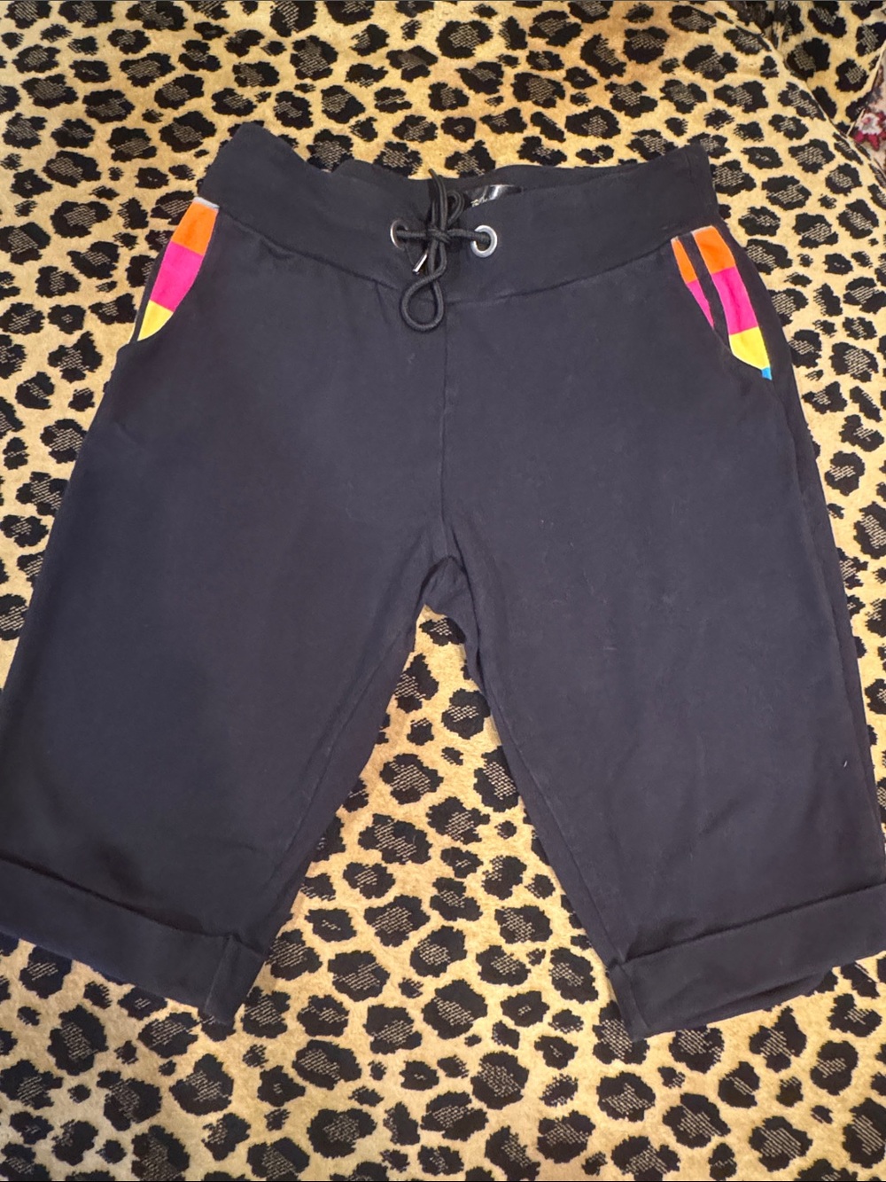 Reflex Black Drawstring Bermudas with Color-Block Pockets